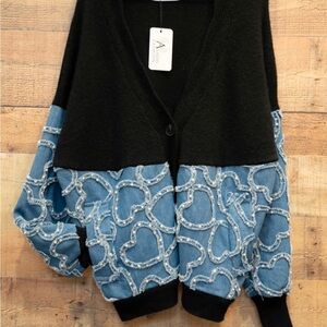 Black and Blue Heart Cardigan